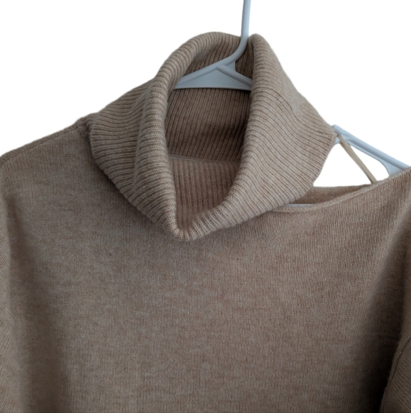 Women's PAIGE Beige Cutout Turtleneck Wool Blend Sweater S - Picture 9 of 13